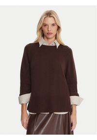Marella Sweter Alaska 2525366102 Brązowy Regular Fit. Kolor: brązowy. Materiał: wełna