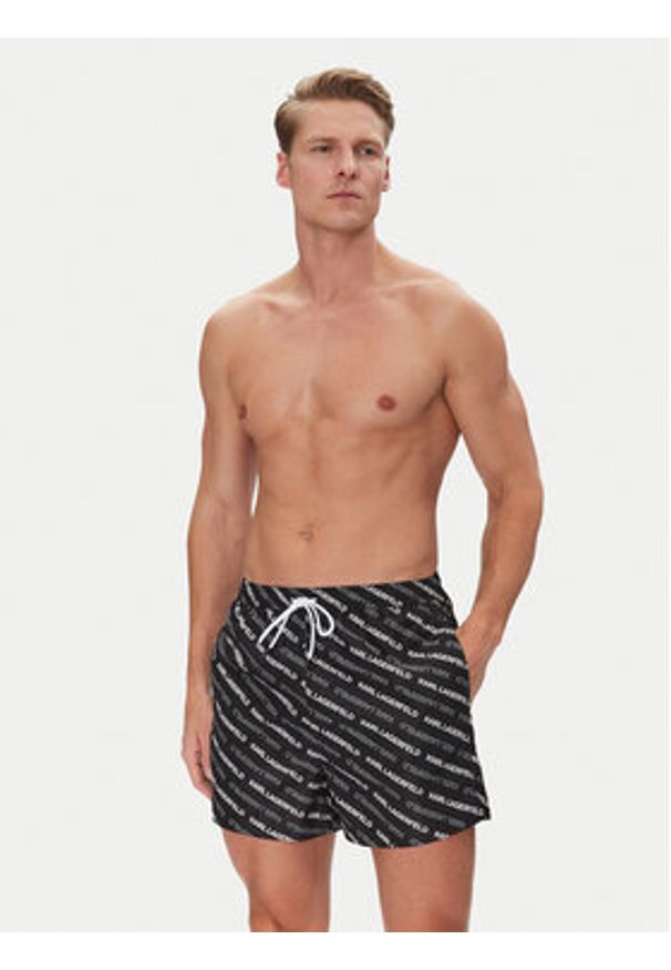 Karl Lagerfeld - KARL LAGERFELD Szorty kąpielowe A2M46063 Czarny Regular Fit. Kolor: czarny. Materiał: syntetyk
