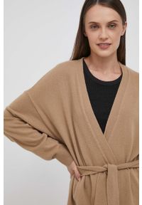 United Colors of Benetton kardigan wełniany kolor brązowy lekki. Kolor: brązowy. Materiał: wełna #1