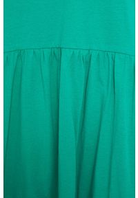 medicine - Medicine sukienka bawełniana kolor zielony mini rozkloszowana. Kolor: zielony. Materiał: bawełna. Długość rękawa: krótki rękaw. Wzór: gładki. Typ sukienki: rozkloszowane. Długość: mini