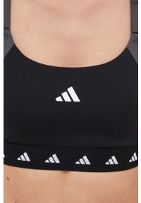 adidas Performance biustonosz sportowy Powerimpact Techfit kolor czarny wzorzysty. Kolor: czarny. Materiał: skóra, materiał. Rodzaj stanika: wyciągane miseczki. Technologia: Techfit (Adidas). Sport: fitness, taniec #4