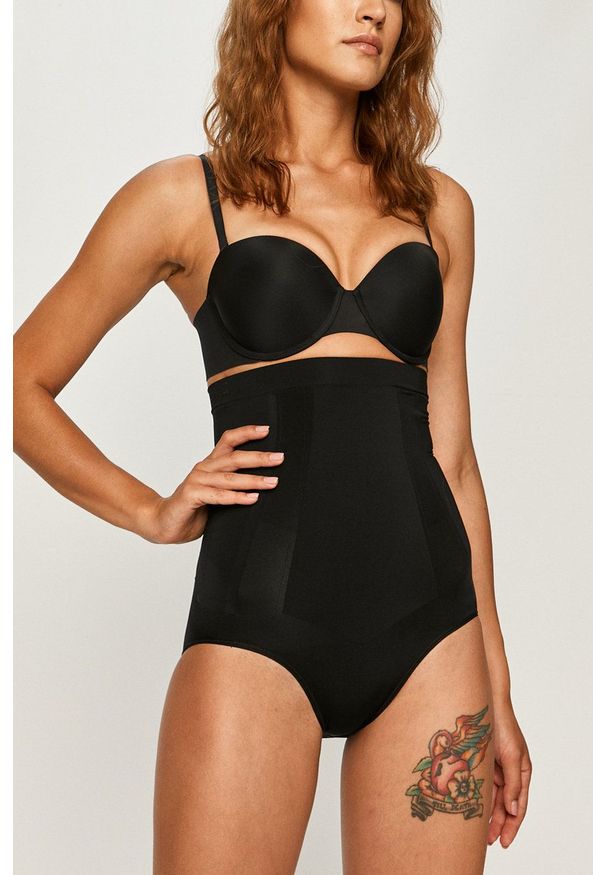 Spanx - Figi modelujące Oncore High-Waist. Stan: podwyższony. Kolor: czarny. Materiał: tkanina. Wzór: gładki