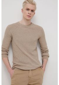Only & Sons Sweter bawełniany męski kolor beżowy. Okazja: na co dzień. Kolor: beżowy. Materiał: bawełna. Długość rękawa: raglanowy rękaw. Styl: casual