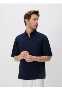 Reserved - Koszula comfort z dodatkiem lnu - granatowy. Kolor: niebieski. Materiał: len #1