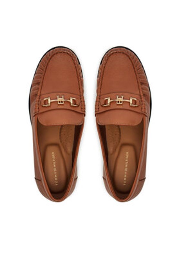 TOMMY HILFIGER - Tommy Hilfiger Mokasyny Soft Leather Horsebit Loafer FW0FW08414 Pomarańczowy. Kolor: pomarańczowy. Materiał: skóra