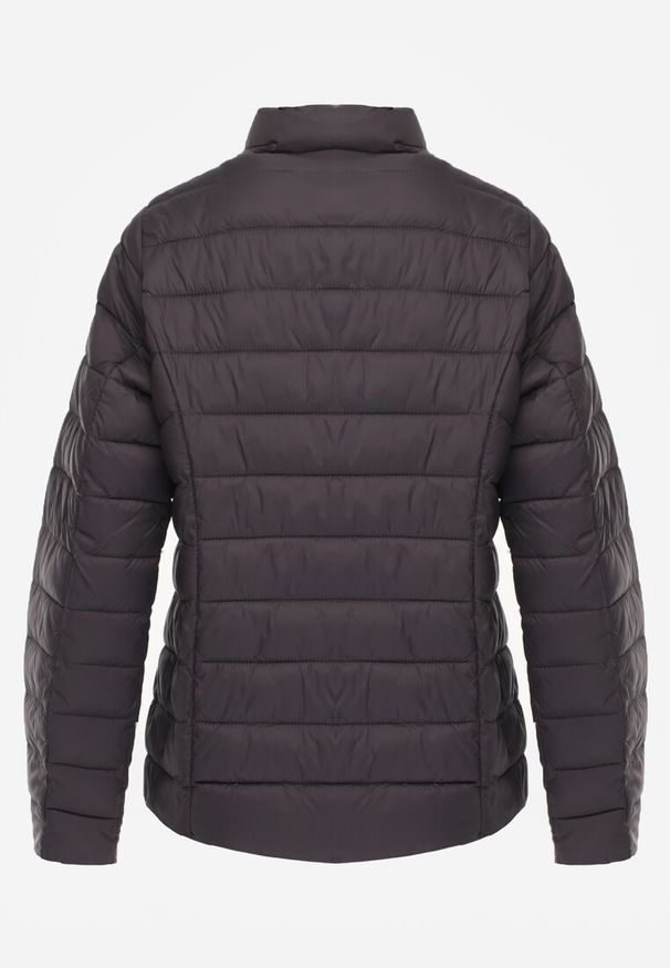 Renee - Ciemnoszara Casualowa Kurtka Ozdobiona Pikowaniem Nelionea. Okazja: na co dzień. Kolor: szary. Materiał: jeans. Wzór: aplikacja. Styl: casual