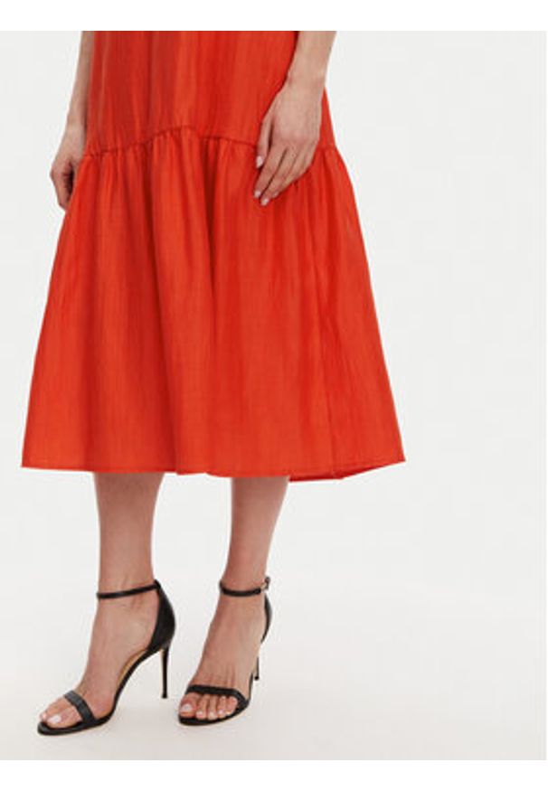 KAOS Sukienka letnia RP1MR066 Pomarańczowy Regular Fit. Kolor: pomarańczowy. Materiał: len. Sezon: lato