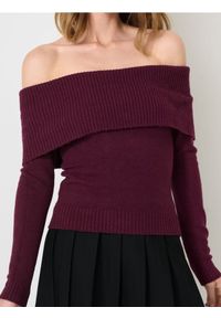 Sinsay - Sweter z dekoracyjnym dekoltem - bordowy. Kolor: czerwony #1