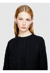 Sisley Sweter 17L3M103W Czarny Boxy Fit. Kolor: czarny. Materiał: wełna #4