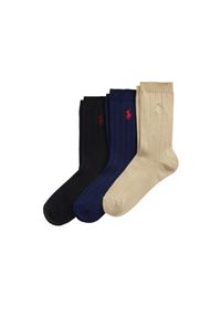 Zestaw 3 par wysokich skarpet dziecięcych Polo Ralph Lauren. Wzór: kolorowy