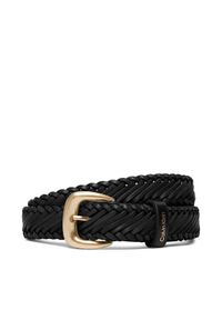 Calvin Klein Pasek Damski Braided Logo Buckle 25Mm LV04F7087G Czarny. Kolor: czarny. Materiał: skóra #1