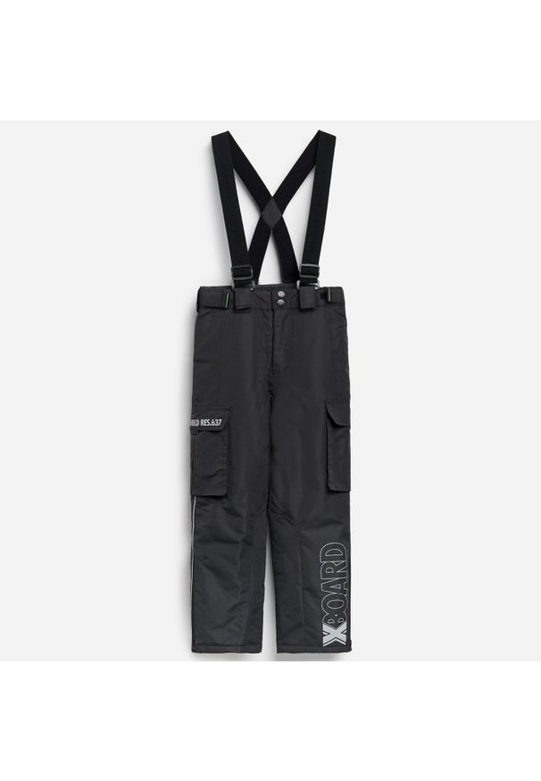 Reserved - Ocieplane spodnie na szelkach - Czarny. Kolor: czarny