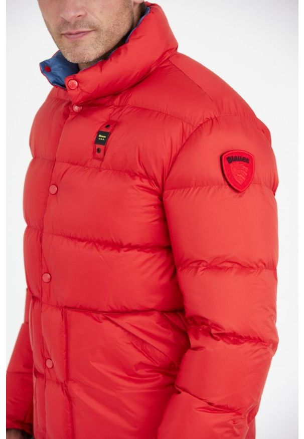 Blauer USA - BLAUER Czerwona puchowa kurtka męska FLETCHER. Kolor: czerwony. Materiał: puch