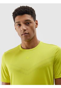 4f - 4F Koszulka do biegania szybkoschnąca męska - zielona XXL. Kolor: zielony. Materiał: dzianina, włókno, syntetyk, materiał. Długość: krótkie. Wzór: gładki, ze splotem. Sezon: lato. Sport: fitness, bieganie #2