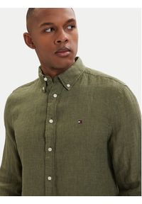 TOMMY HILFIGER - Tommy Hilfiger Koszula MW0MW41530 Zielony ciemny Regular Fit. Kolor: zielony. Materiał: len #4