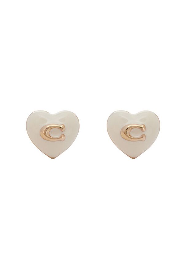 Coach Kolczyki Enamel Heart Stud Earrings 37479226GLD100 Srebrny. Materiał: metalowe, srebrne. Kolor: srebrny