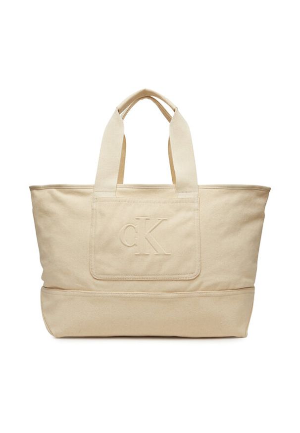 Calvin Klein Jeans Torebka Pocket Canvas Zip Weekender LV04G3093G Écru