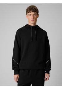 4f - 4F Bluza dresowa regular z kapturem męska - czarna L. Okazja: na co dzień. Typ kołnierza: kaptur. Kolor: czarny. Materiał: dresówka. Długość rękawa: raglanowy rękaw. Styl: casual #1