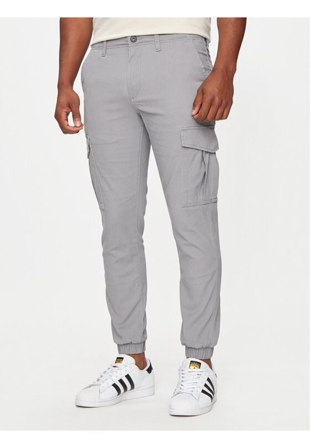 Jack & Jones - Jack&Jones Joggery Marco 12186889 Szary Slim Fit. Kolor: szary. Materiał: bawełna