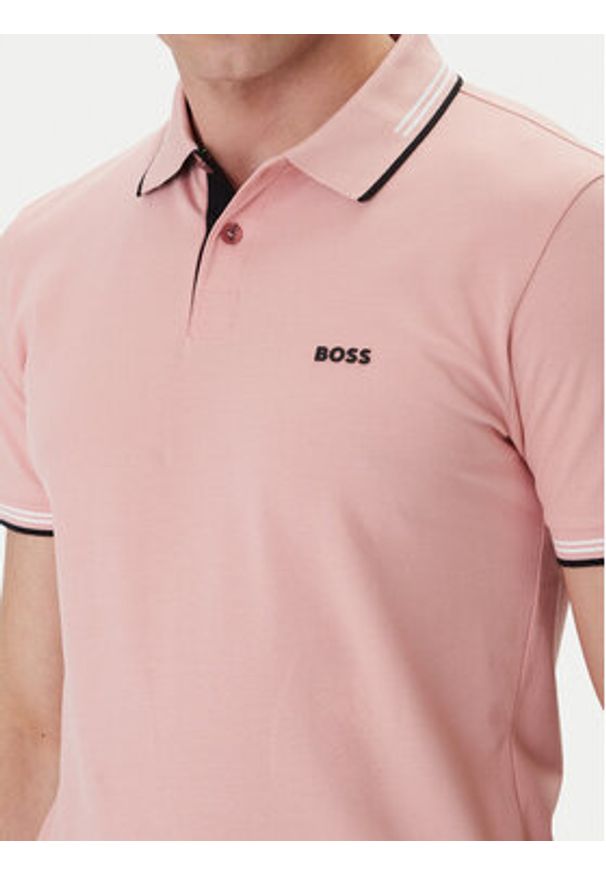 BOSS Polo Paul 50506193 Różowy Slim Fit. Typ kołnierza: polo. Kolor: różowy. Materiał: bawełna