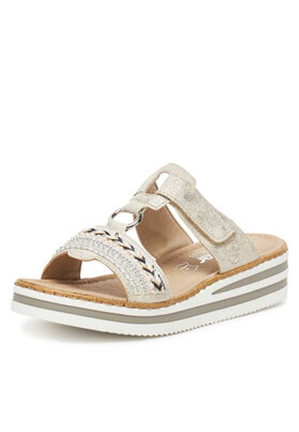 Rieker Klapki V02M6-60 Srebrny. Kolor: srebrny. Materiał: syntetyk