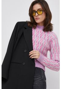 only - Only Sweter damski kolor różowy. Kolor: różowy. Materiał: dzianina. Długość rękawa: raglanowy rękaw
