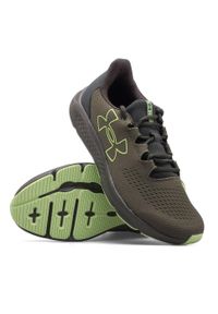 Buty do biegania męskie Under Armour Charged Pursuit 3 Big Logo. Zapięcie: sznurówki. Kolor: zielony. Materiał: syntetyk, materiał. Szerokość cholewki: normalna