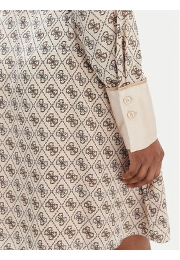 Guess Sukienka koszulowa W6RK90 WF1T2 Beżowy Regular Fit. Kolor: beżowy. Materiał: syntetyk. Typ sukienki: koszulowe