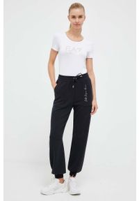 EA7 Emporio Armani t-shirt damski kolor biały. Kolor: biały. Materiał: dzianina. Długość rękawa: krótki rękaw. Długość: krótkie. Wzór: nadruk, aplikacja. Styl: klasyczny #4