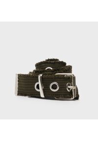 House - Materiałowy pasek z metalowymi oczkami khaki - Khaki. Kolor: brązowy. Materiał: materiał