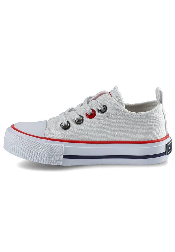 Big-Star - Białe Trampki Big Star Dziecięce Wsuwane Buty. Zapięcie: bez zapięcia. Kolor: biały. Materiał: guma, materiał. Szerokość cholewki: normalna. Wzór: aplikacja. Styl: elegancki