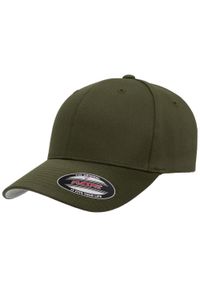FLEXFIT - Wełniana Czesana Czapka Unisex. Kolor: zielony. Materiał: wełna
