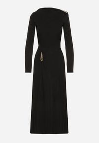 Born2be - Czarna Koktajlowa Sukienka Ozdobiona Metaliczną Aplikacją i Marszczeniem z Boku Retima. Kolor: czarny. Wzór: aplikacja. Styl: wizytowy #3