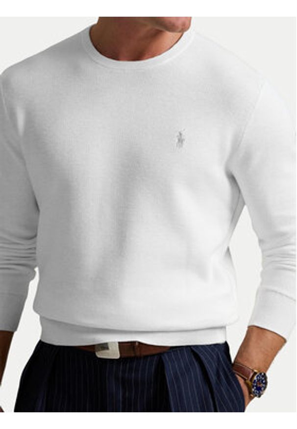 Polo Ralph Lauren Sweter 710918163504 Biały Regular Fit. Typ kołnierza: polo. Kolor: biały. Materiał: bawełna