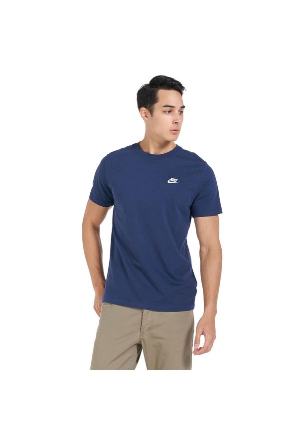 Nike - Męska Koszulka Sportowa. Kolor: niebieski. Sport: turystyka piesza