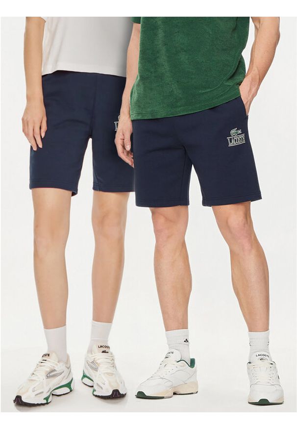 Lacoste Szorty sportowe GH1220 Granatowy Regular Fit. Kolor: niebieski. Materiał: bawełna