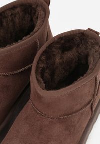 Born2be - Brązowe Niskie Śniegowce Ekozamszowe na Platformie Mocno Ocieplane Reathra. Okazja: na co dzień, na spacer. Kolor: brązowy. Materiał: jeans. Obcas: na platformie. Styl: klasyczny, casual #9