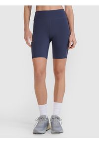 4f - 4F Legginsy kolarki do biegania szybkoschnące damskie - szare M. Stan: podwyższony. Kolor: szary. Materiał: dzianina, włókno, syntetyk, materiał, elastan. Długość: krótkie. Wzór: gładki, ze splotem, jednolity. Sport: fitness, bieganie