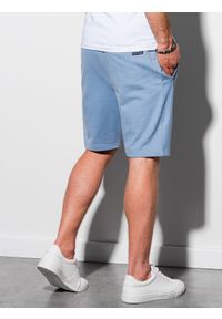 Ombre Clothing - Krótkie spodenki męskie dresowe W291 - błękitne - XXL. Kolor: niebieski. Materiał: dresówka. Długość: krótkie. Styl: klasyczny #5