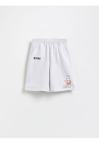 Reserved - Szorty z nadrukiem BT21 - jasnoszary. Kolor: szary. Materiał: bawełna. Wzór: nadruk #1