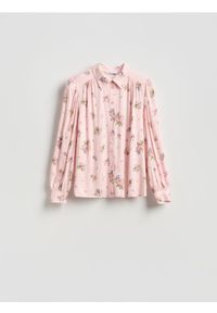 Reserved - Wzorzysta koszula z wiskozy - pastelowy róż. Kolor: różowy. Materiał: wiskoza