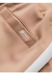 Ombre Clothing - Męskie dresowe spodnie joggery z kontrastowymi lampasami – beżowe V4 OM-PASK-0229 - XXL. Kolor: beżowy. Materiał: dresówka. Wzór: aplikacja. Styl: sportowy, retro