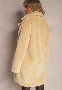 Renee - Beżowy Płaszcz Typu Teddy z Futerka z Kieszeniami Serenzi. Kolor: beżowy. Materiał: futro #3
