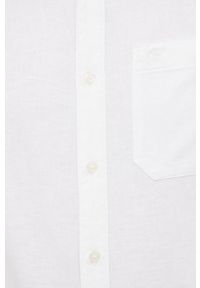 Calvin Klein Jeans koszula z domieszką lnu męska kolor biały slim z kołnierzykiem klasycznym. Typ kołnierza: kołnierzyk klasyczny. Kolor: biały. Materiał: len. Wzór: aplikacja. Styl: klasyczny #4