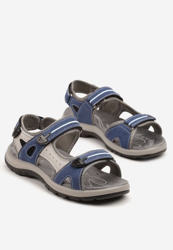 Renee - Niebiesko-Szare Sandały Vices w Stylu Sportowym z Rzepami Elliola. Okazja: na co dzień. Zapięcie: rzepy. Kolor: niebieski. Materiał: materiał. Styl: sportowy