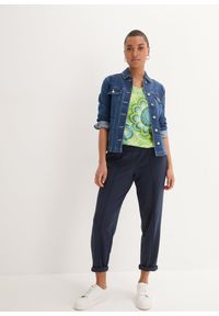 bonprix - Bluzka bawełniana z czystej bawełny organicznej z rękawem 3/4. Kolor: zielony. Materiał: bawełna. Wzór: nadruk #3