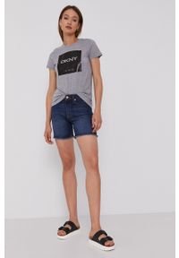 DKNY - Dkny Szorty jeansowe damskie kolor granatowy gładkie medium waist. Okazja: na co dzień. Kolor: niebieski. Materiał: jeans. Wzór: gładki. Styl: casual #3