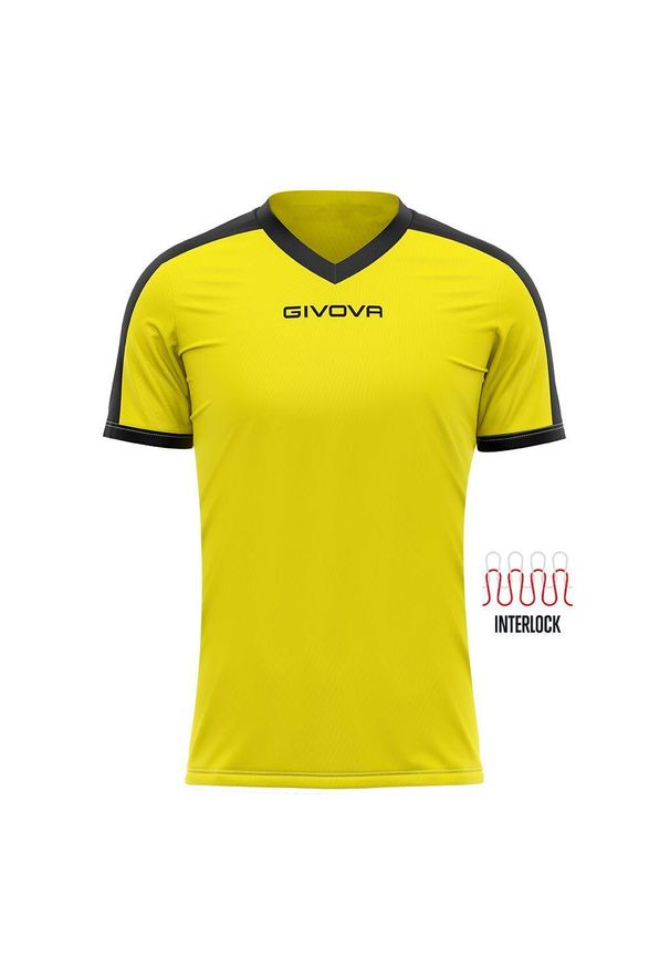 Koszulka piłkarska dla dorosłych Givova Revolution Interlock. Kolor: czarny, wielokolorowy, żółty. Sport: piłka nożna