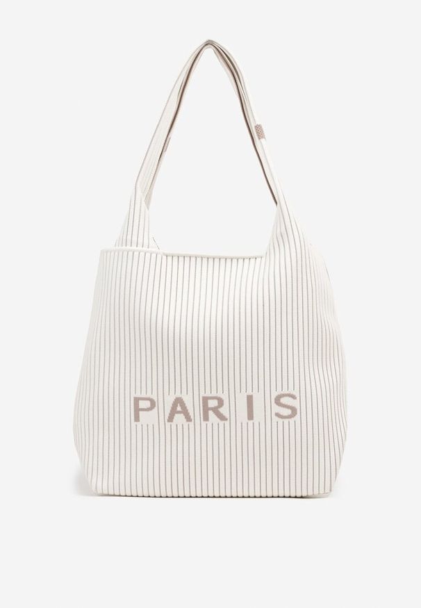 Renee - Biała Tłoczona Torebka Typu Shopper Saliaria. Kolor: biały. Materiał: z tłoczeniem. Styl: biznesowy, klasyczny, elegancki, casual