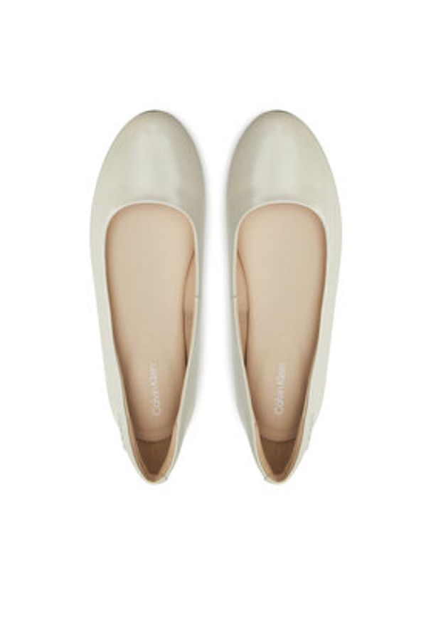 Calvin Klein Baleriny Round Ballerina HW0HW02449 Écru. Materiał: skóra